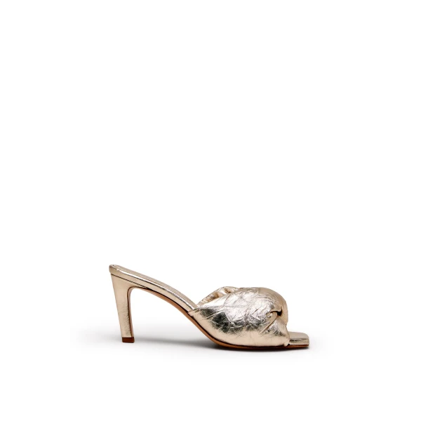 Turban Twist Mule 8 in Light Gold