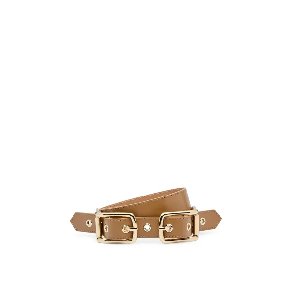Twin Saddle Buckle Belt 2.5 in Bronze