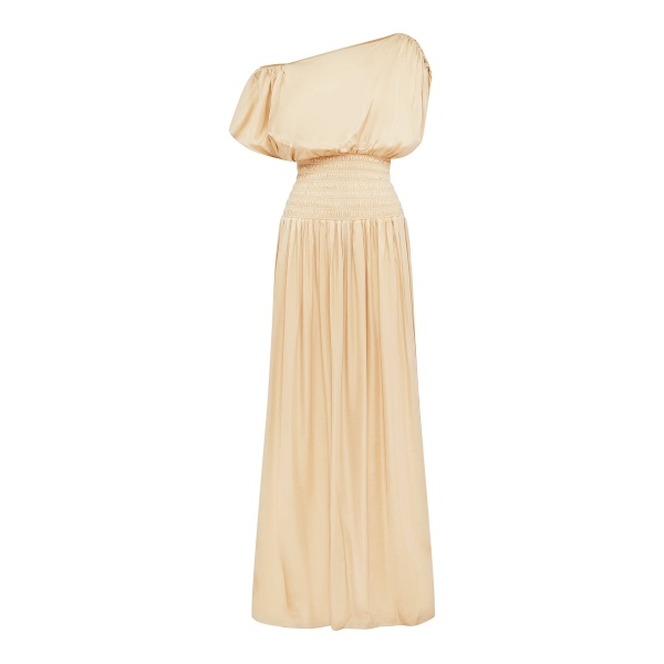 Shona Joy Agnes Shirred Asymmetrical Blouson Maxi Dress