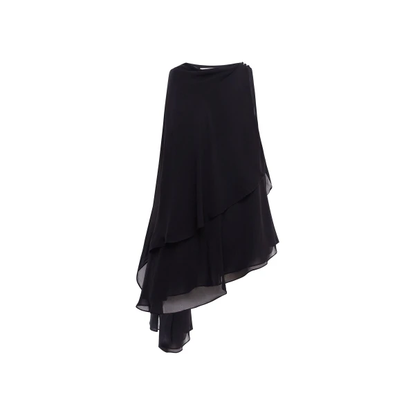 Amina Asymmetrical Tiered Top in Black