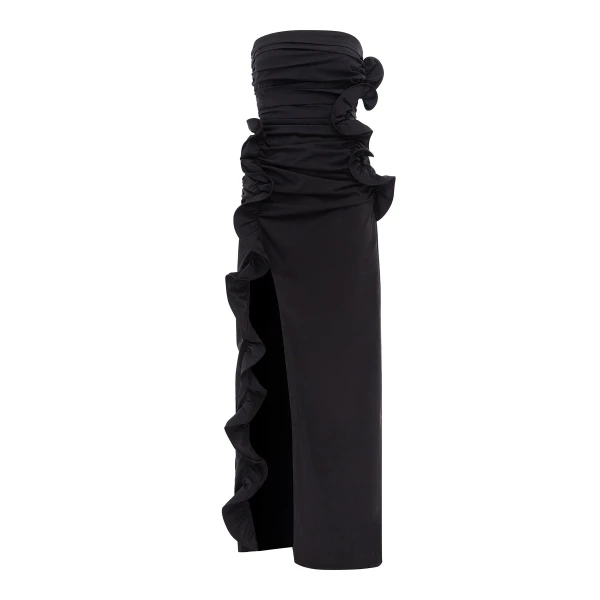 Shona Joy Campbell Ruffle Side Split Maxi Dress