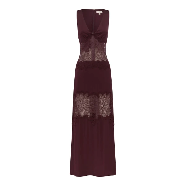 Shona Joy Jamila Lace Plunged Panelled Maxi Dress