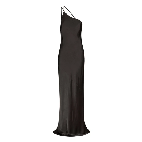 La Lune One Shoulder Cowl Back Maxi Dress in Black