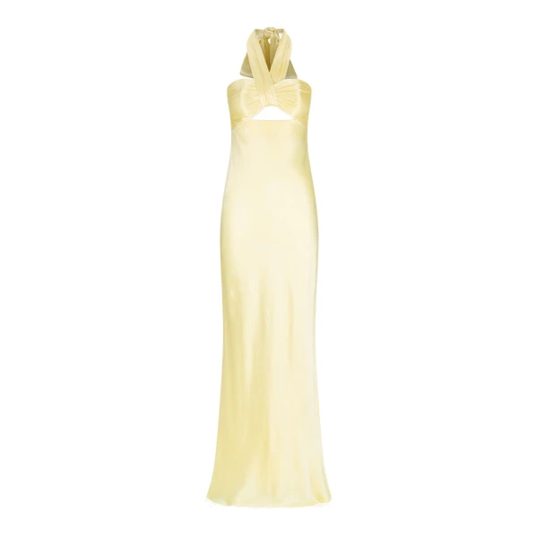 Shona Joy La Lune Ruched Halter Maxi Dress