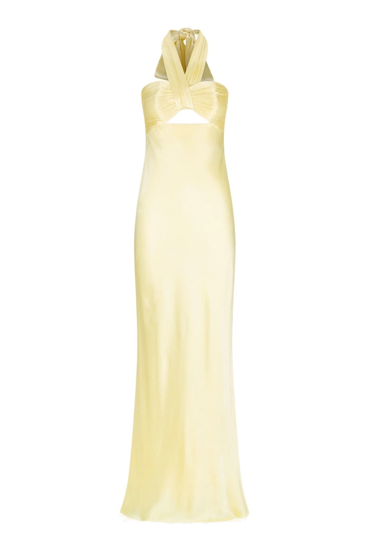Shona Joy La Lune Ruched Halter Maxi Dress in Lemon – Dresses – Australian Luxury Eventwear at Luxury Shoes Shona Joy La Lune Ruched Halter Maxi Dress