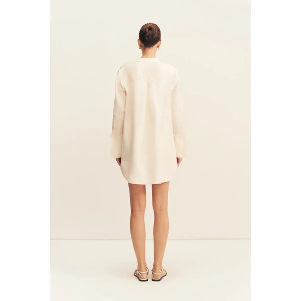 Shona Joy Marlowe Linen Blend Pin Tuck Mini Dress
