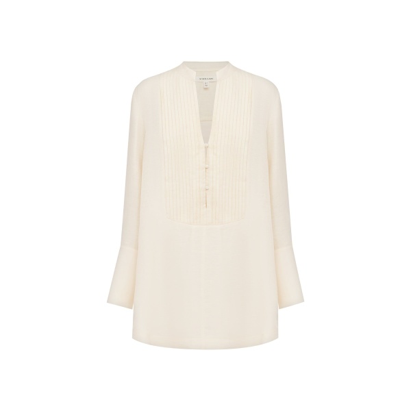 Shona Joy Marlowe Linen Blend Pin Tuck Mini Dress