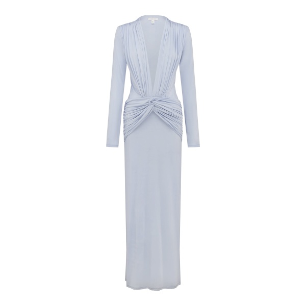 Shona Joy Miro Slinky Jersey Long Sleeve Plunged Maxi Dress