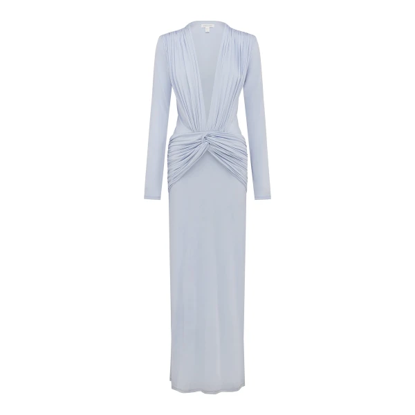 Shona Joy Miro Slinky Jersey Long Sleeve Plunged Maxi Dress