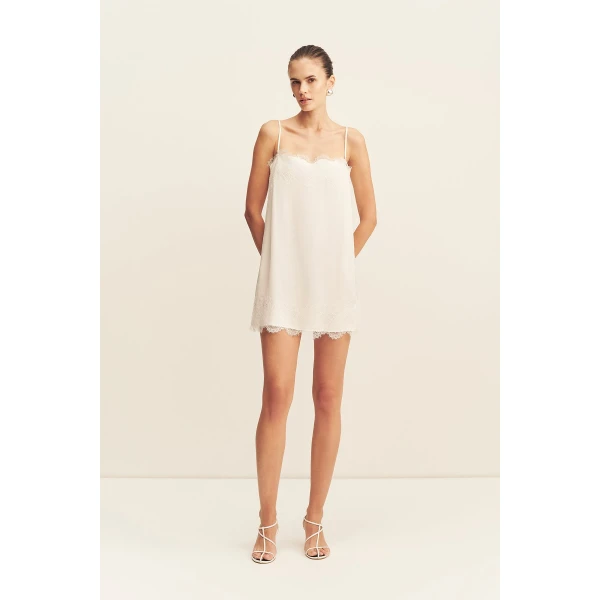 Shona Joy Simona Lace Mini Dress in Ivory, view 2
