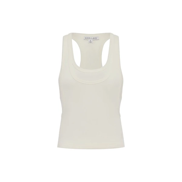 Sol Jersey Double Layered Racer Back Tank in White