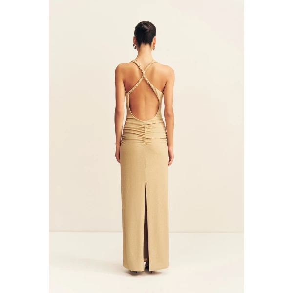 Shona Joy Stellar Lurex Scoop Neck Maxi Dress