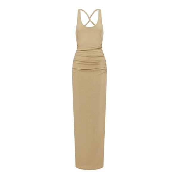 Stellar Lurex Scoop Neck Maxi Dress