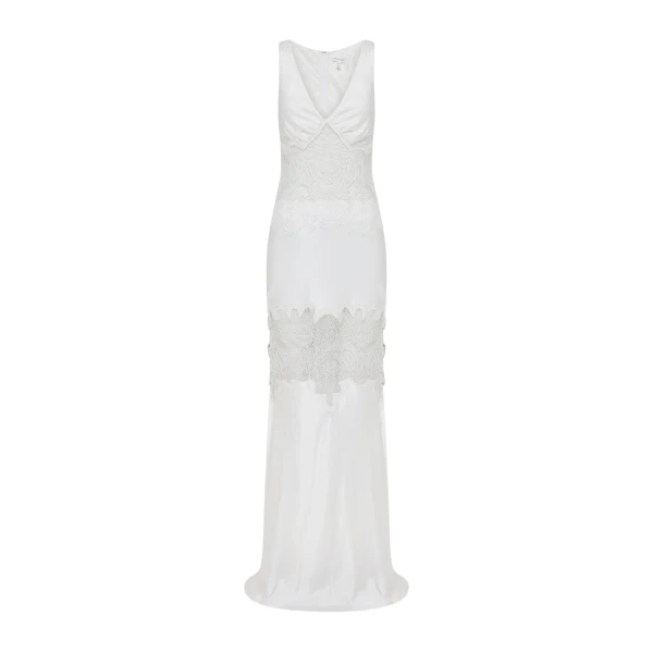Stratus Plunged Lace Panelled Maxi Dress