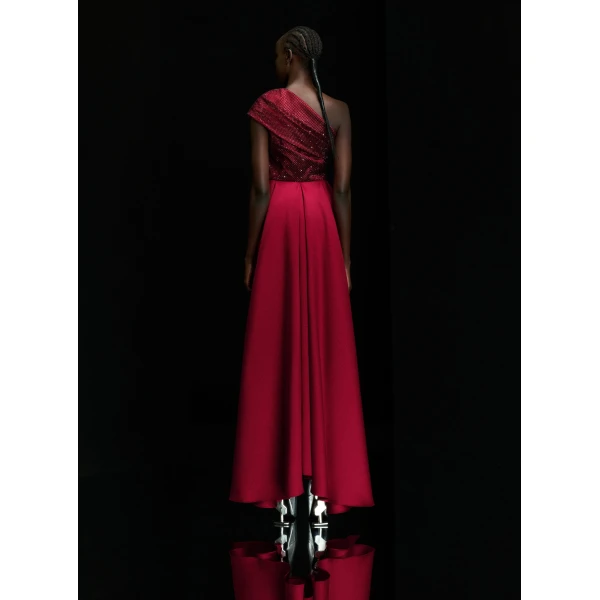 Solace London The Alba Crystal Maxi Dress in Ruby