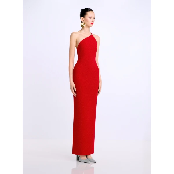Solace London The Alexandra Maxi Dress in Crimson Red