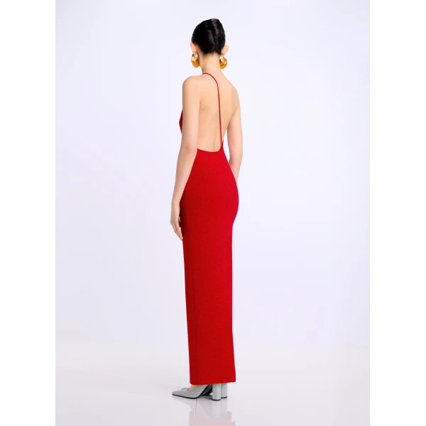 Solace London The Alexandra Maxi Dress in Crimson Red