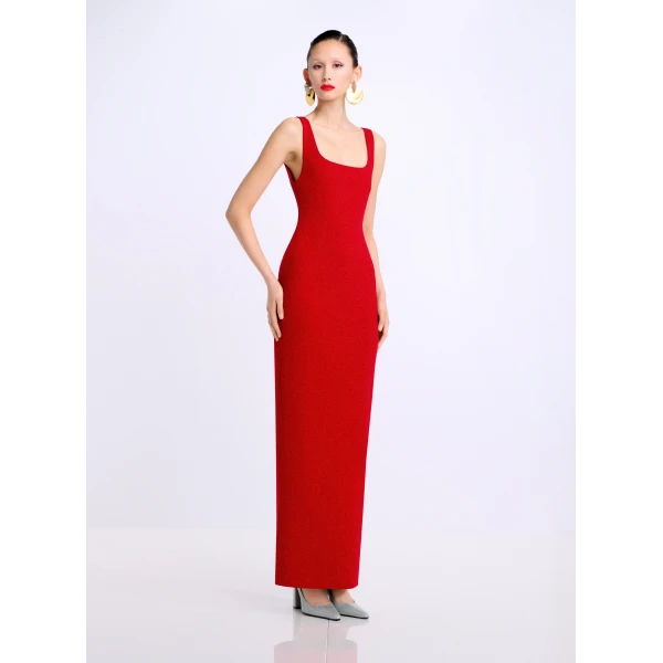 Solace London The Aneila Maxi Dress in Crimson Red