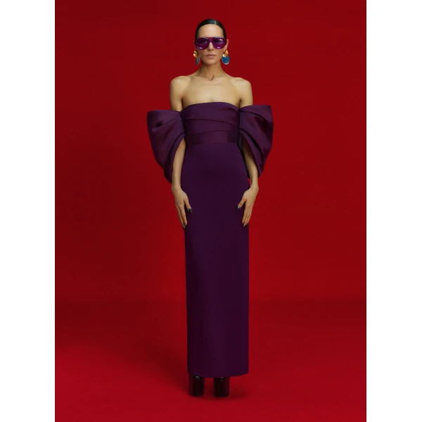 Solace London The Arla Maxi Dress in Aubergine