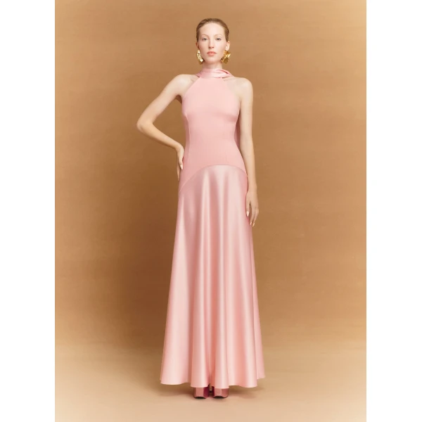 Solace London The Cece Maxi Dress in Putty Pink
