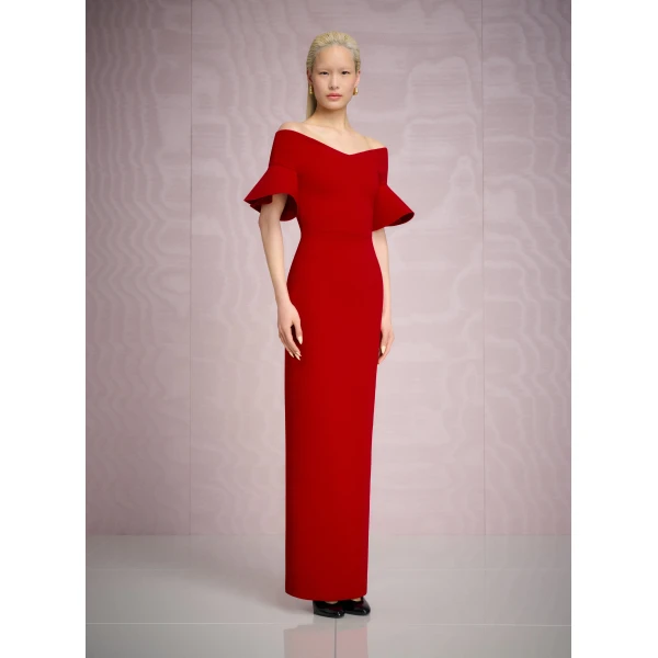 Solace London The Cielo Maxi Dress in Crimson Red