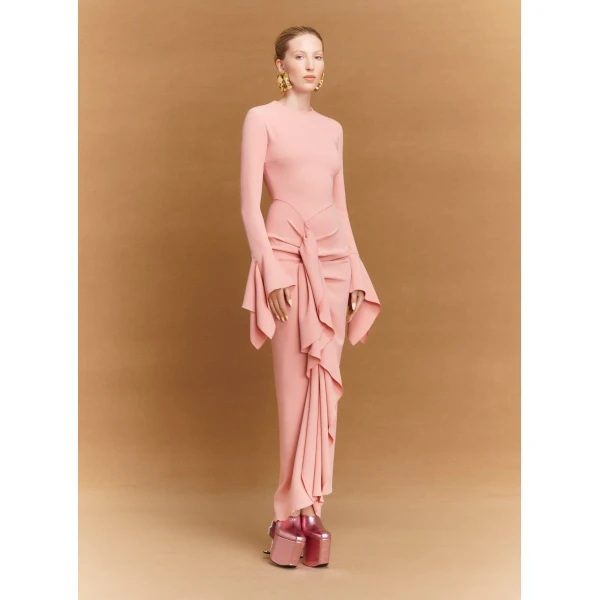 Solace London The Della Maxi Dress in Putty Pink