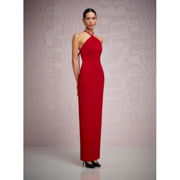 Solace London The Fern Maxi Dress in Crimson Red