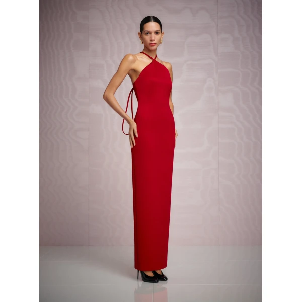 Solace London The Fern Maxi Dress in Crimson Red