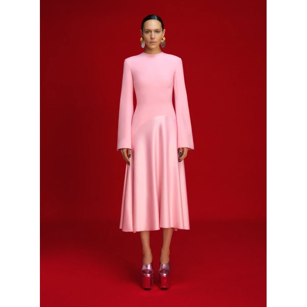 Solace London The Gaia Midi Dress in Soft Pink