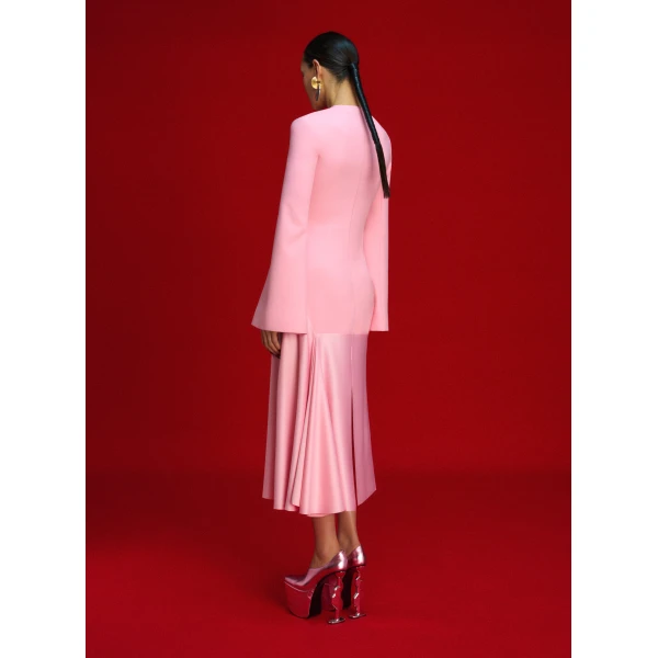Solace London The Gaia Midi Dress in Soft Pink