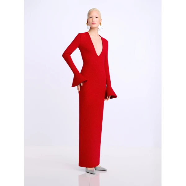 Solace London The Hutton Maxi Dress in Crimson Red