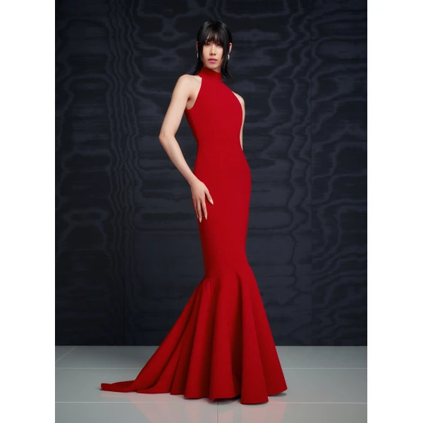 Solace London The Kerra Maxi Dress in Crimson Red