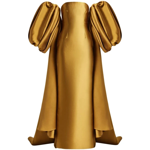 Solace London The Lea Maxi Dress in Gold | Maxi Dresses | Luxury Shoes 