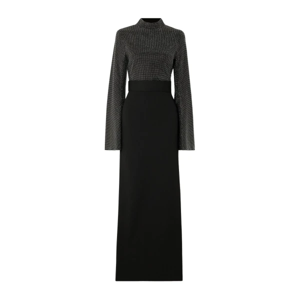 The Lolo Crystal Maxi Dress in Black