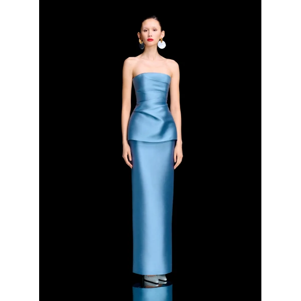 Solace London The Lucille Maxi Dress in Slate Blue
