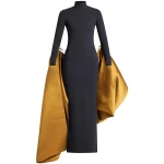 Solace London The Lyana Maxi Dress in Gold and Black | Maxi Dresses | Luxury Shoes 