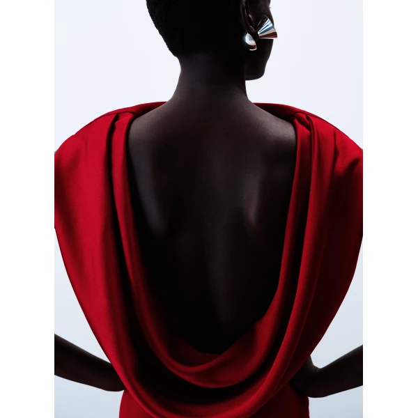 Solace London The Mansfield Midi Dress in Ruby