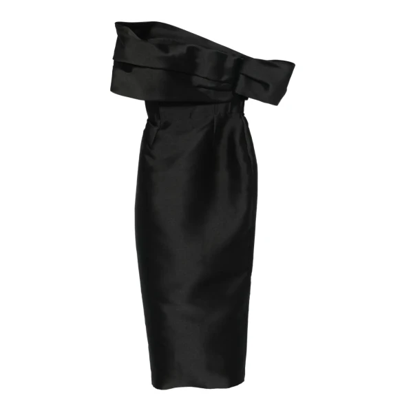 Solace London The Mirla Midaxi Dress in Black | Midi Dresses | Luxury Shoes 