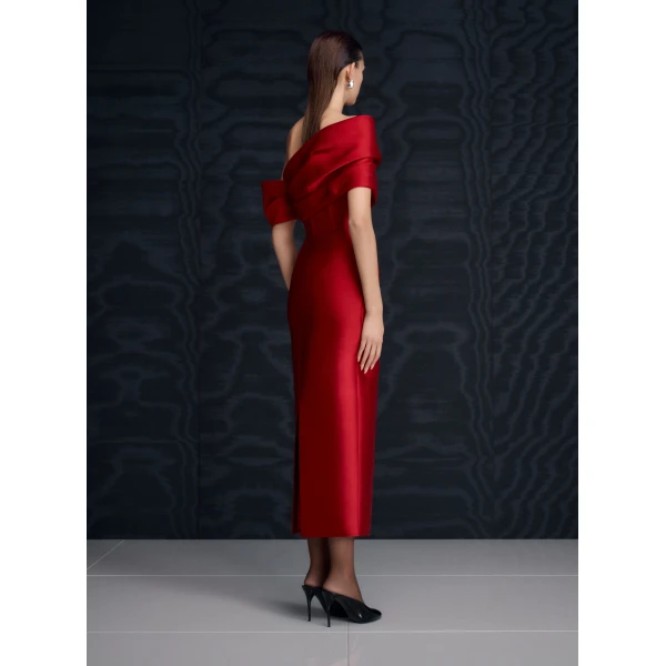 Solace London The Mirla Midaxi Dress in Crimson Red