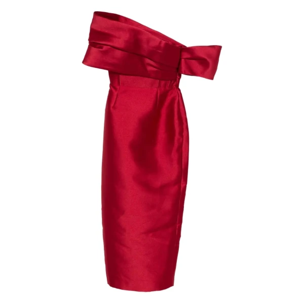 The Mirla Midaxi Dress in Crimson Red