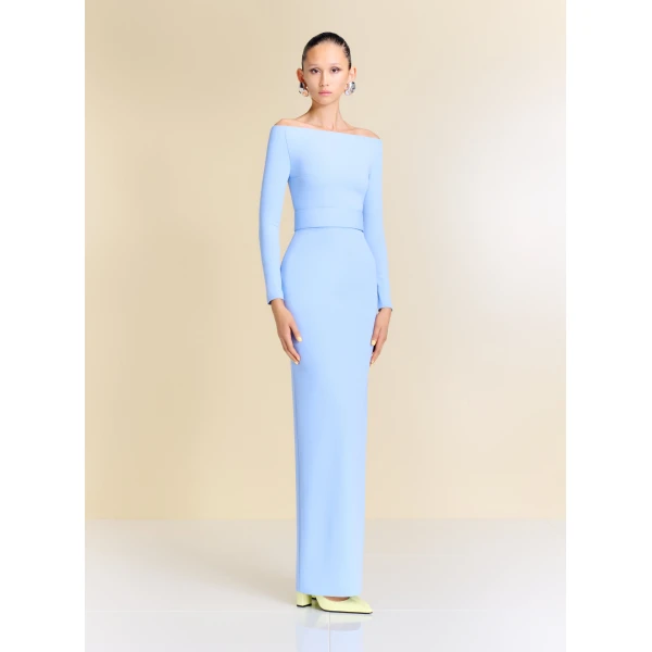 Solace London The Sabina Maxi Dress in Light Blue