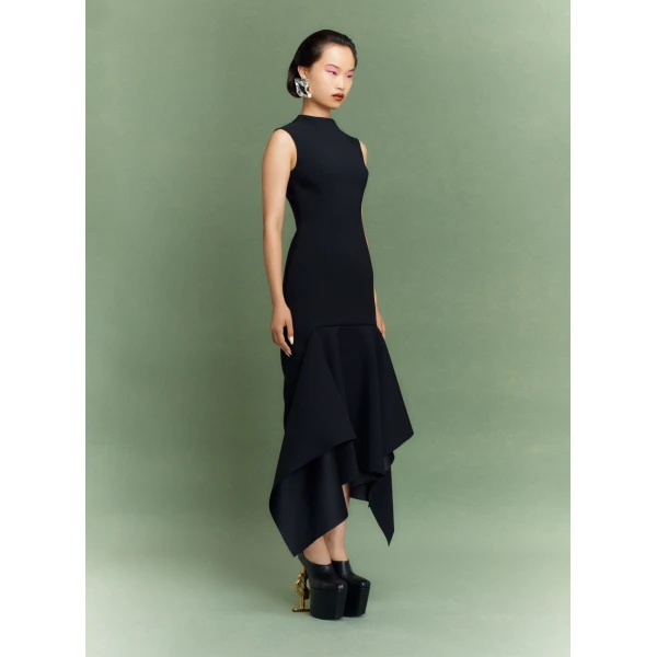 Solace London The Trinity Midi Dress in Black