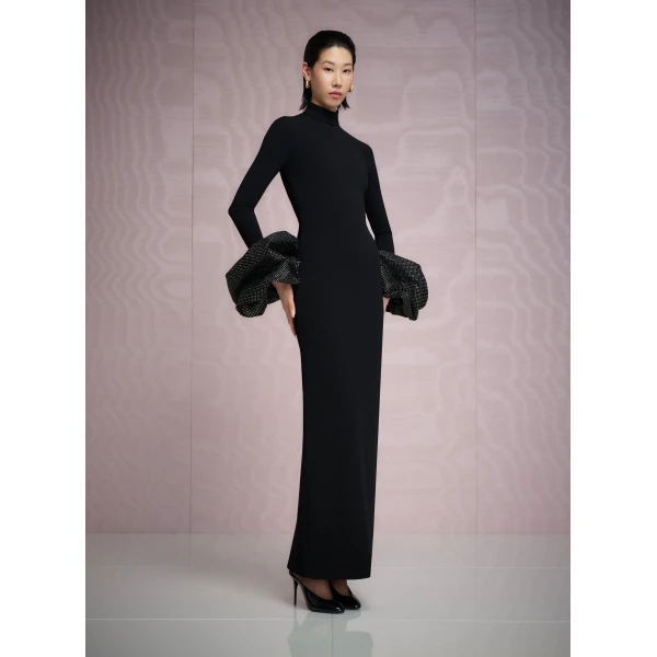 Solace London The Viviana Crystal Maxi Dress in Black
