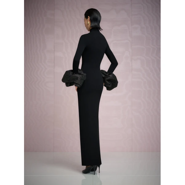 Solace London The Viviana Crystal Maxi Dress in Black
