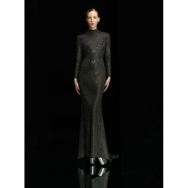 Solace London The Vivienne Crystal Maxi Dress in Black