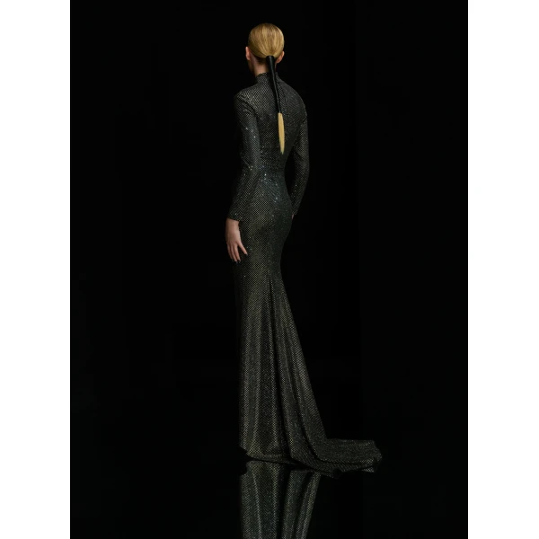 Solace London The Vivienne Crystal Maxi Dress in Black