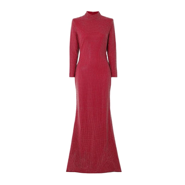 Solace London The Vivienne Crystal Maxi Dress in Ruby | Maxi Dresses | Luxury Shoes 