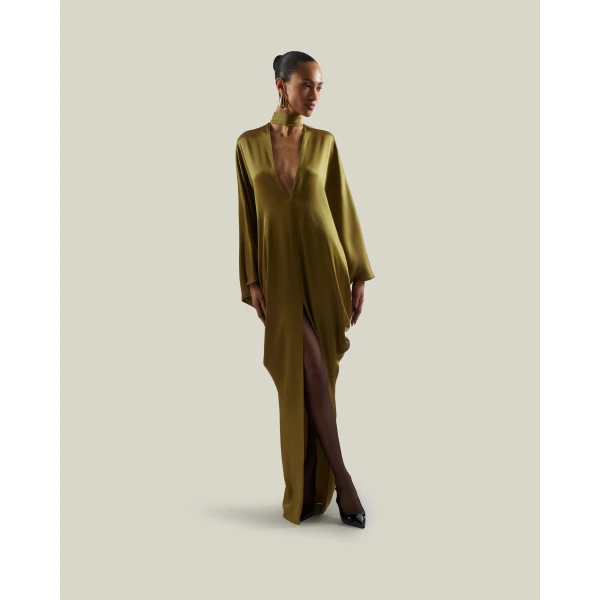 Taller Marmo 1910 Satin Kaftan in Antique Bronze | kaftan | Luxury Shoes 