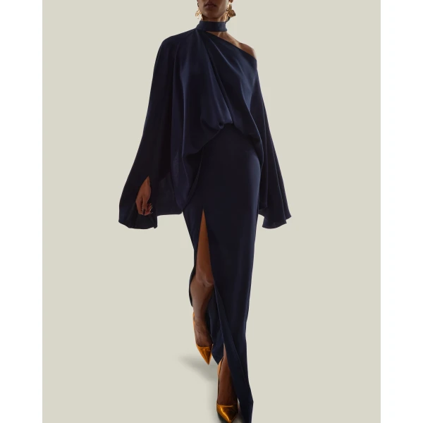 Taller Marmo Brooks Dress in Midnight Blue | Maxi Dresses | Luxury Shoes 