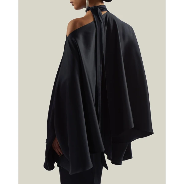 Taller Marmo Brooks Satin Blouse in Midnight Blue | Blouse | Luxury Shoes 